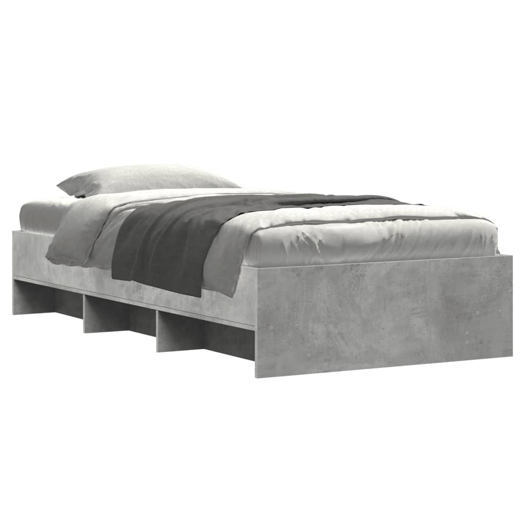 vidaXL Bedframe bewerkt hout betongrijs 90x190 cm grijs, foto 2