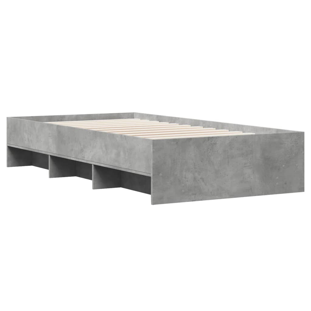vidaXL Bedframe bewerkt hout betongrijs 90x190 cm grijs, foto 4