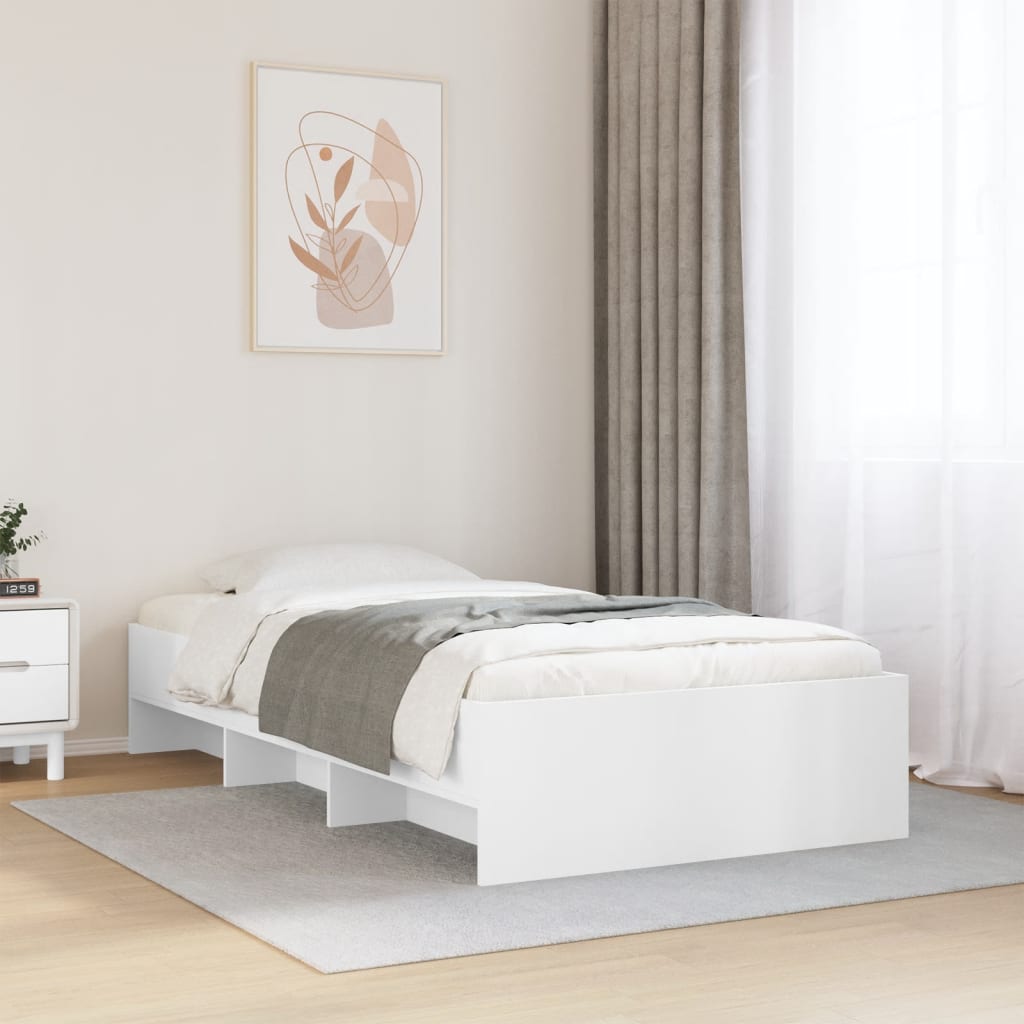 vidaXL Sängynrunko valkoinen 75x190 cm tekninen puu