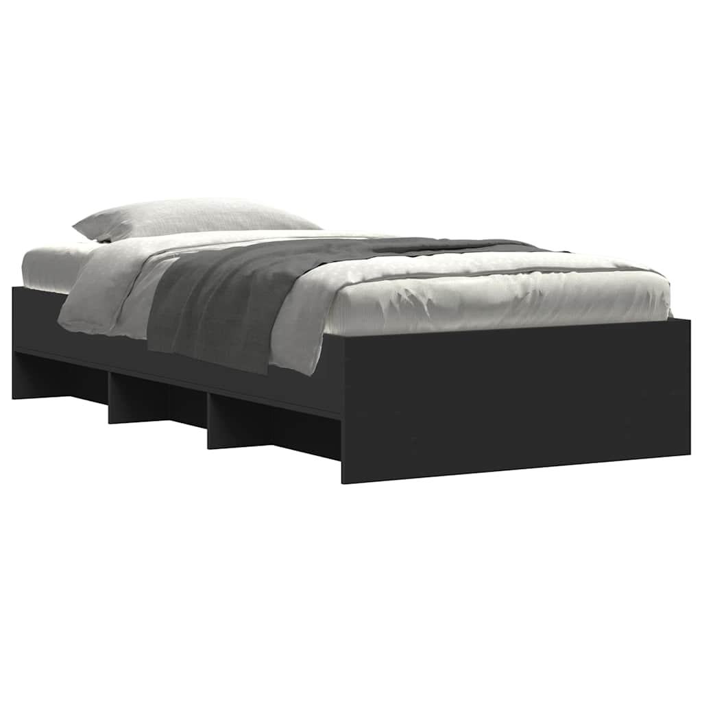 vidaXL Bedframe bewerkt hout zwart 75x190 cm, foto 2