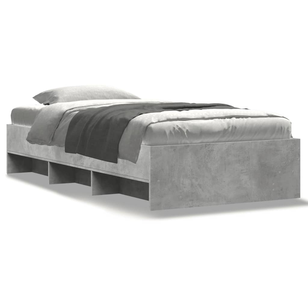 vidaXL Bedframe bewerkt hout betongrijs 75x190 cm grijs, foto 3