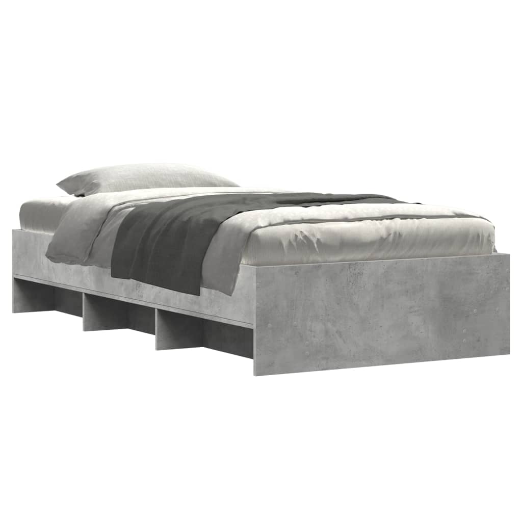 vidaXL Bedframe bewerkt hout betongrijs 75x190 cm grijs, foto 2