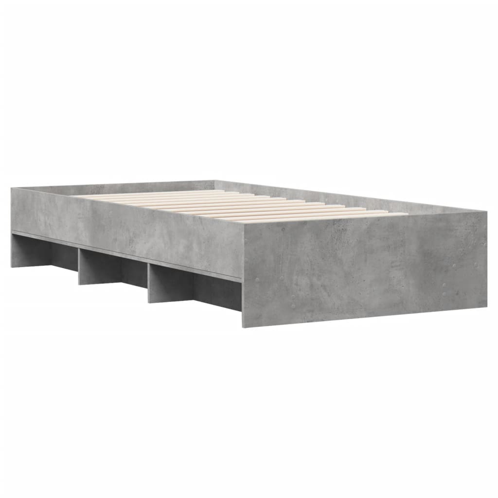 vidaXL Bedframe bewerkt hout betongrijs 75x190 cm grijs, foto 4