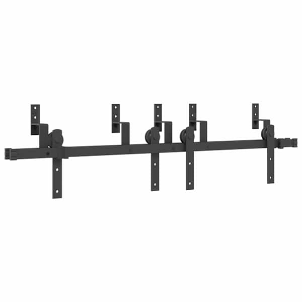 vidaXL liugukse tarvikute komplekt 152,5 cm terasest, must