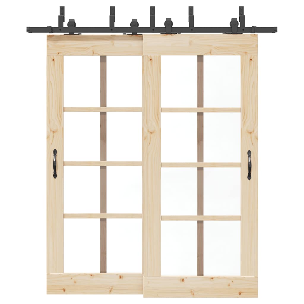 vidaXL Schiebetürbeschlag-Set 200 cm Stahl Schwarz