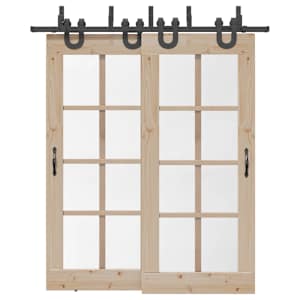 Komplet opreme za drsna vrata 200 cm jeklo črne barve