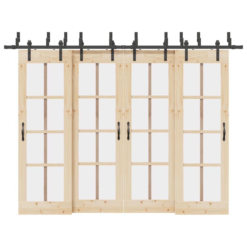 vidaXL Schiebetürbeschlag-Set 305 cm Stahl Schwarz