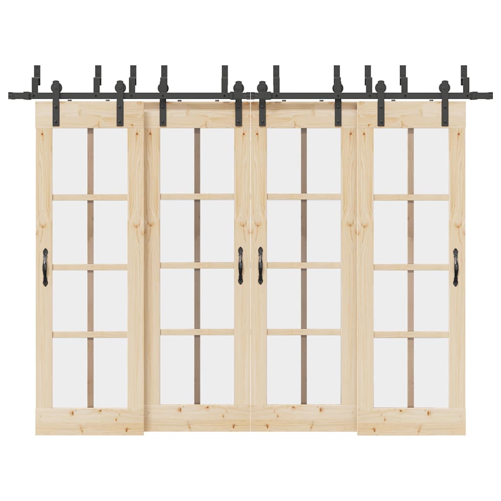vidaXL Schiebetürbeschlag-Set 305 cm Stahl Schwarz