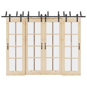 Komplet opreme za drsna vrata 305 cm jeklo črne barve