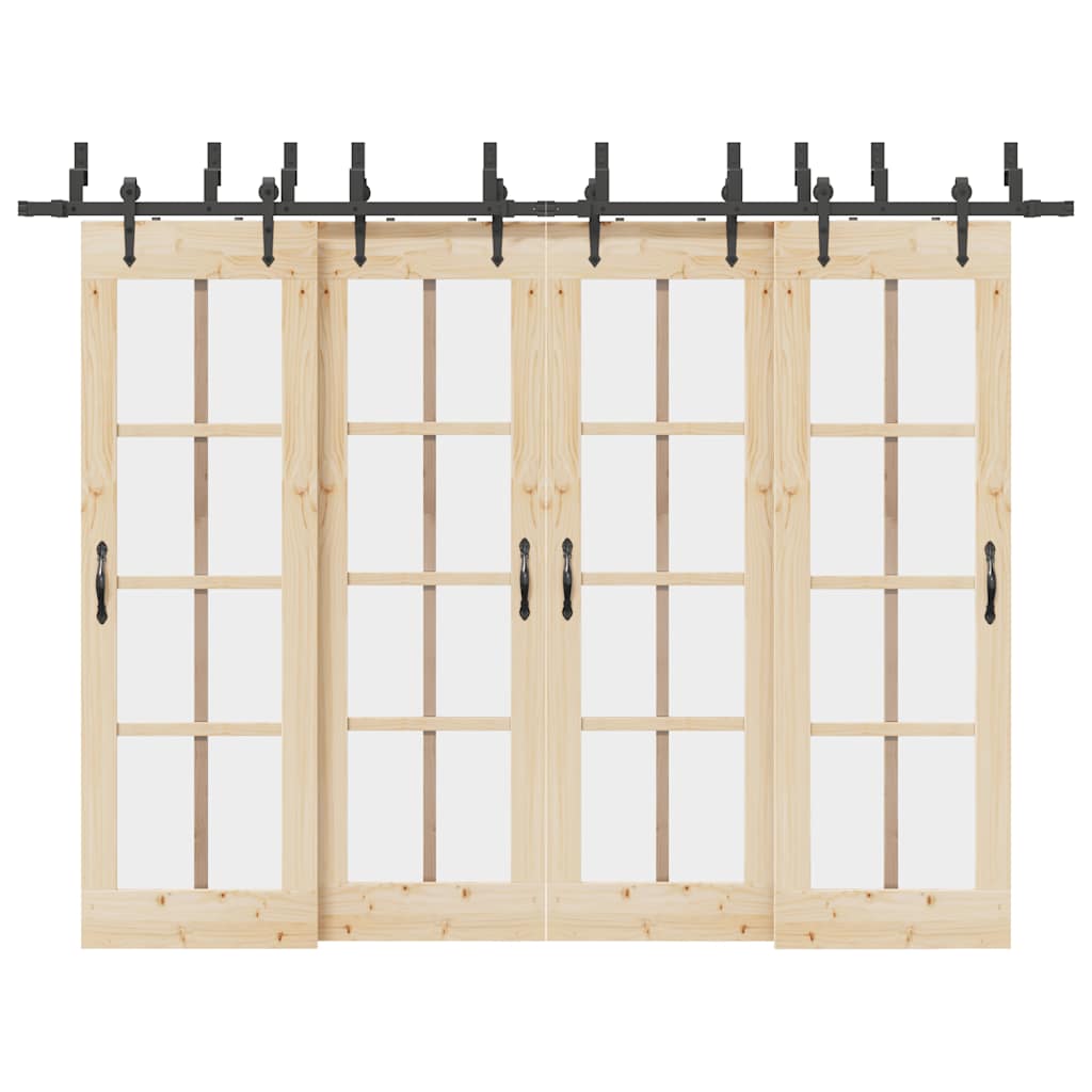 vidaXL Schiebetürbeschlag-Set 305 cm Stahl Schwarz