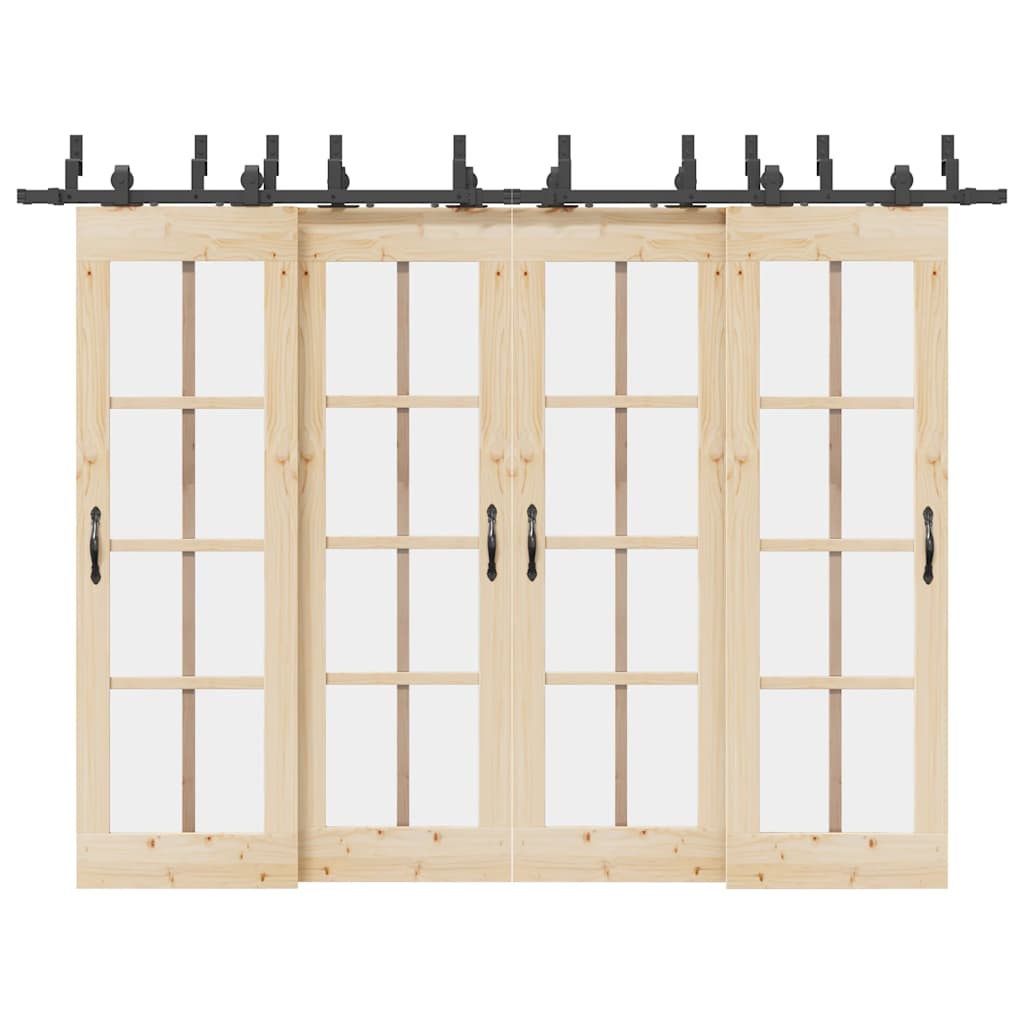 vidaXL Schiebetürbeschlag-Set 305 cm Stahl Schwarz