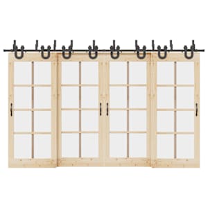 Komplet opreme za drsna vrata 366 cm jeklo črne barve