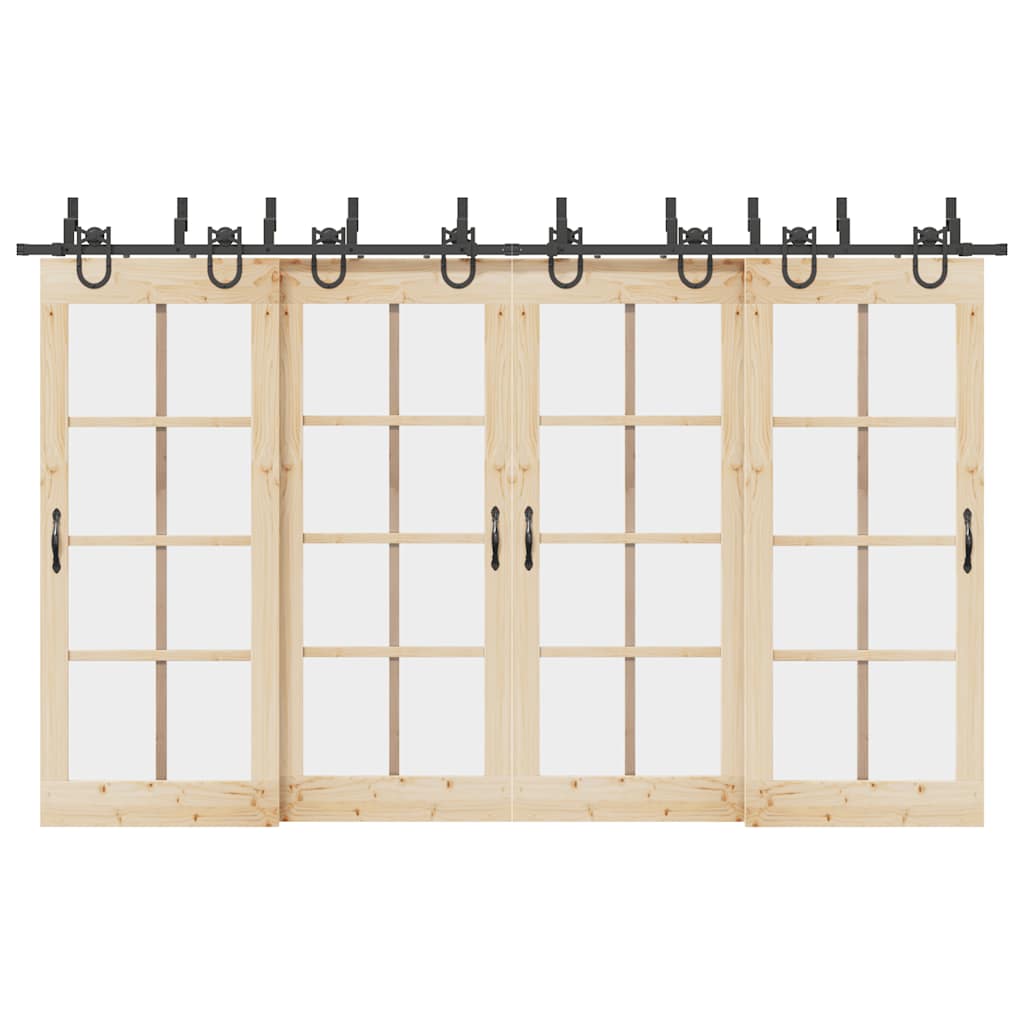 vidaXL Kit di Binari per Porte Scorrevoli 366 cm Acciaio Nero