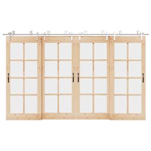 Oprema za drsna vrata 366 cm nerjaveče jeklo srebrne barve