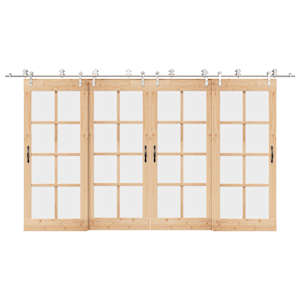 Oprema za drsna vrata 400 cm nerjaveče jeklo srebrne barve