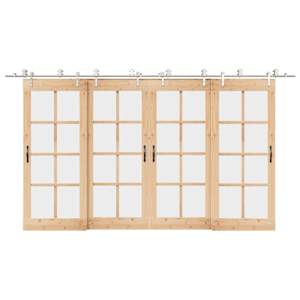 Oprema za drsna vrata 400 cm nerjaveče jeklo srebrne barve