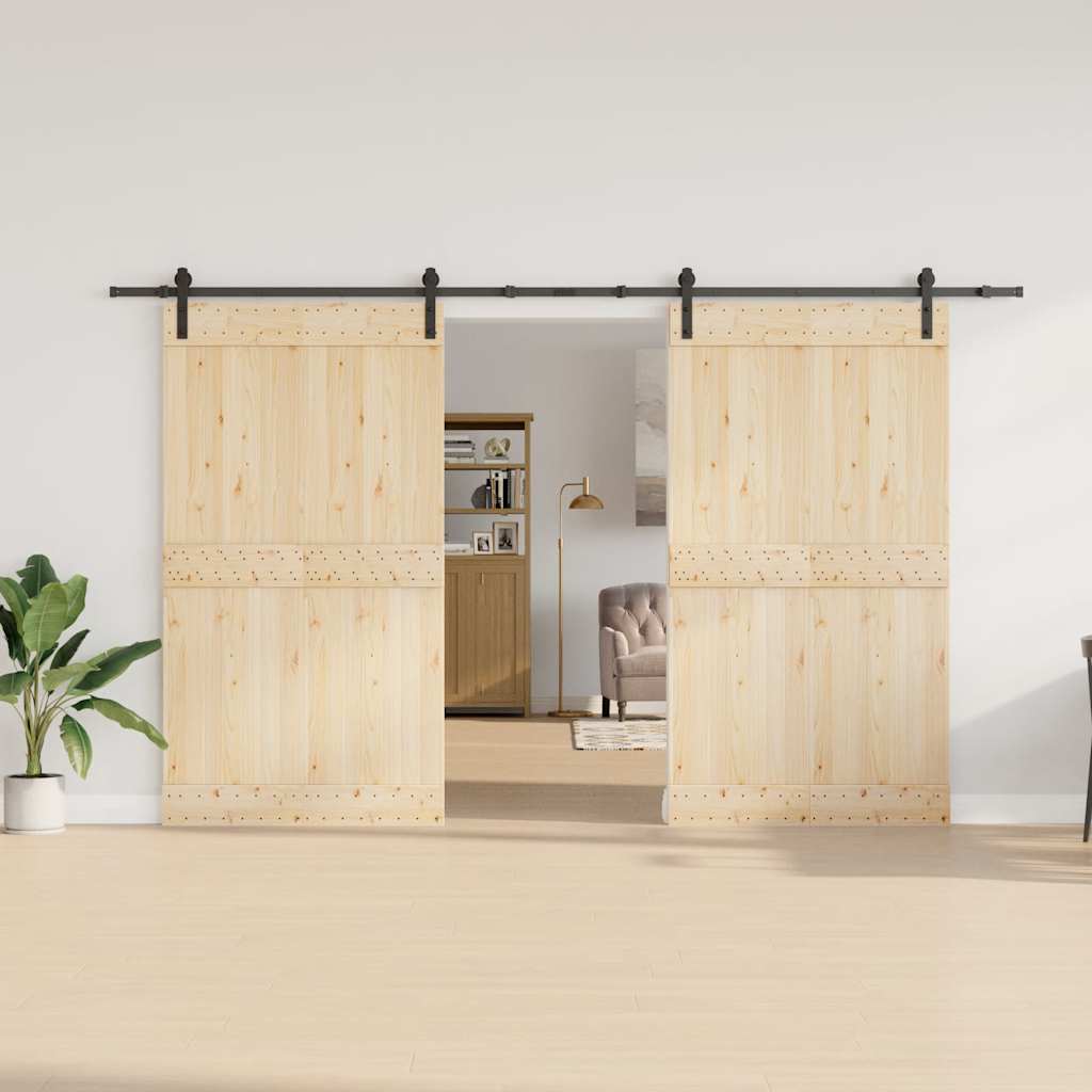 vidaXL Set feronerie pentru uși glisante, negru, 366 cm, oțel