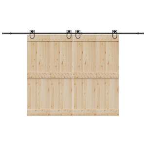 Komplet opreme za drsna vrata 366 cm jeklo črne barve