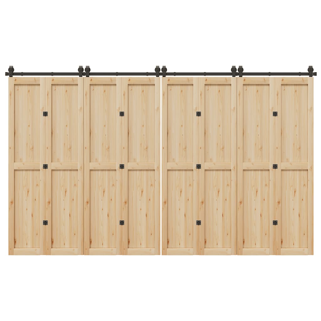 vidaXL Set feronerie pentru uși glisante, negru, 366 cm, oțel