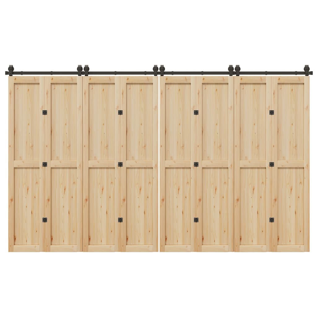 vidaXL Set feronerie pentru uși glisante, negru, 366 cm, oțel