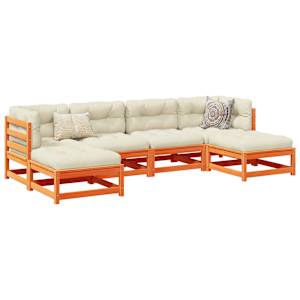 Vrtna sedežna garnitura 6-delna z blazinami voščeno rjava