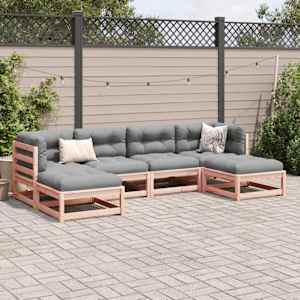 vidaXL 6-delige Loungeset met kussens massief douglas vurenhout