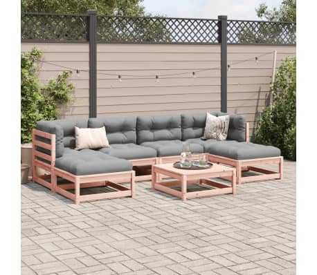 vidaXL Salon de jardin 7 pcs et coussins bois massif sapin de douglas