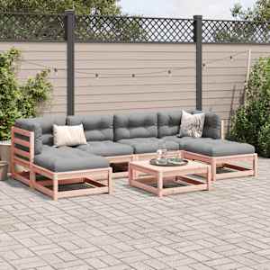 vidaXL Salon de jardin 7 pcs et coussins bois massif sapin de douglas