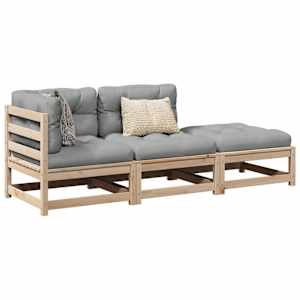 Vrtna sedežna garnitura 3-delna z blazinami trdna borovina