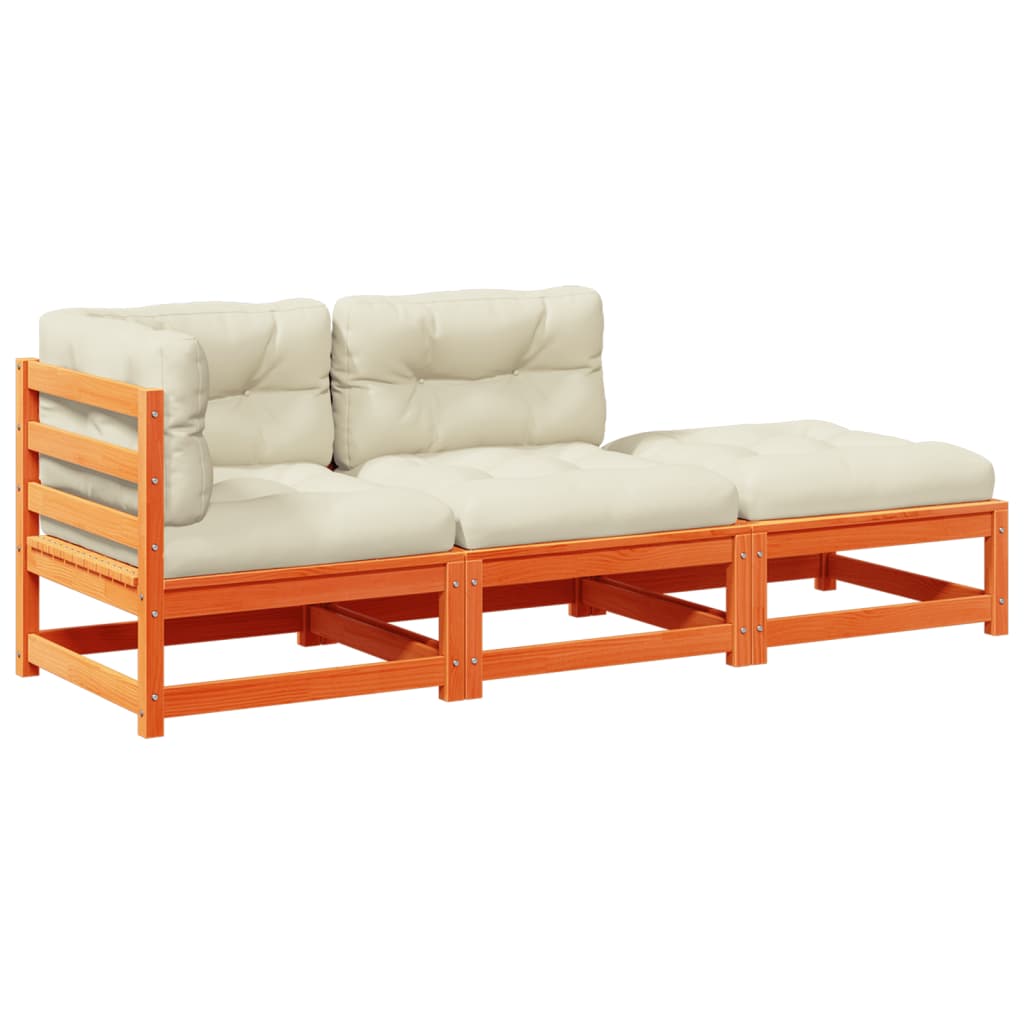 vidaXL 3dílná zahradní sedací souprava podušky voskově hnědá borovice