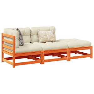 Vrtna sedežna garnitura 3-delna z blazinami voščeno rjava