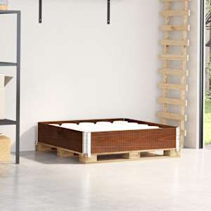 Paletni okvir rjav 100x100 cm trdna borovina