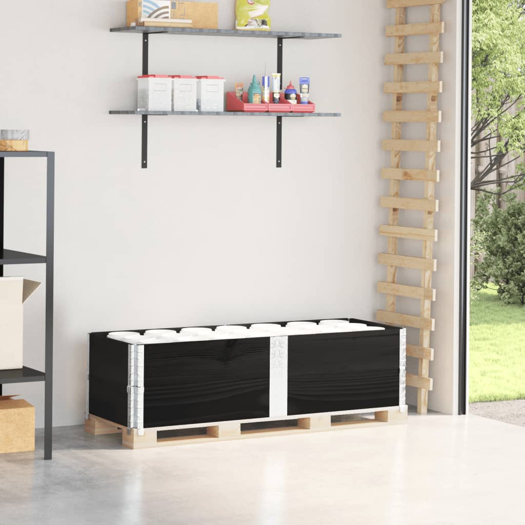 vidaXL Rame pentru paleți, 2 buc., negru, 150x50 cm, lemn masiv pin