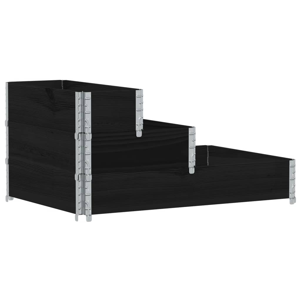 vidaXL 3patrový vyvýšený záhon černý 120 x 80 cm masivní borové dřevo