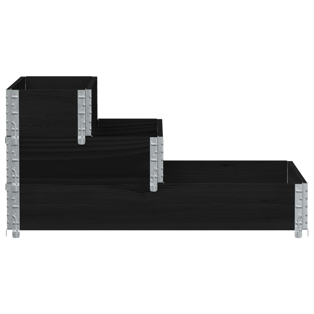 vidaXL Verhoogde plantenbak 3-laags 120x80 cm massief grenenhout zwart afbeelding
