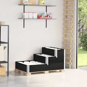 Visoka greda 3-nadstropna črna 120x80 cm trdna borovina