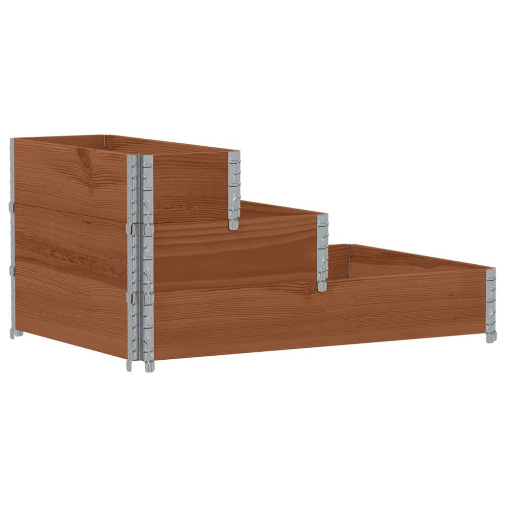 vidaXL 3patrový vyvýšený záhon hnědý 120 x 80 cm masivní borové dřevo