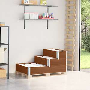 Visoka greda 3-nadstropna rjava 120x80 cm trdna borovina