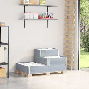 Visoka greda 3-nadstropna siva 120x80 cm trdna borovina