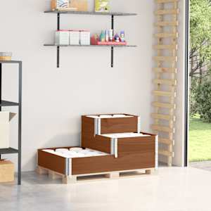 Visoka greda 3-nadstropna rjava 120x80 cm trdna borovina