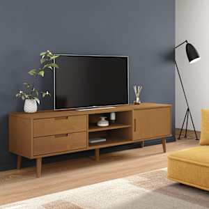 TV stolek MOLDE hnědý 158 x 40 x 49 cm masivní borové dřevo