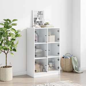 Highboard s dvířky bílý 68 x 37 x 109 cm kompozitní dřevo - obrázek 3
