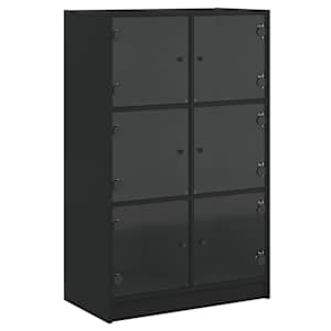 Highboard s dvířky černý 68 x 37 x 109 cm kompozitní dřevo - obrázek 2