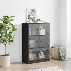 Highboard s dvířky černý 68 x 37 x 109 cm kompozitní dřevo - obrázek 3