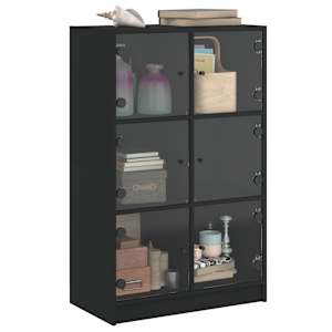 Highboard s dvířky černý 68 x 37 x 109 cm kompozitní dřevo - obrázek 5