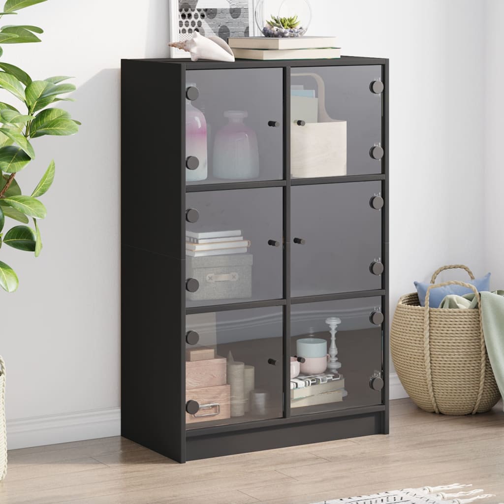 vidaXL Highboard mit Türen Schwarz 68x37x109 cm Holzwerkstoff