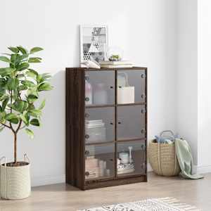 Highboard s dvířky hnědý dub 68 x 37 x 109 cm kompozitní dřevo - obrázek 3