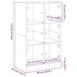 Highboard s dvířky hnědý dub 68 x 37 x 109 cm kompozitní dřevo - obrázek 12
