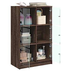 Highboard s dvířky hnědý dub 68 x 37 x 109 cm kompozitní dřevo - obrázek 4