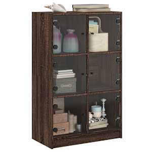 Highboard s dvířky hnědý dub 68 x 37 x 109 cm kompozitní dřevo - obrázek 5